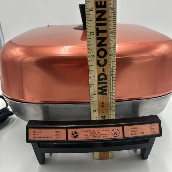Vintage Hoover Stainless Steel Fry Pan Copper Lid with Cord Model 8660 Tested - Picture 3 of 8